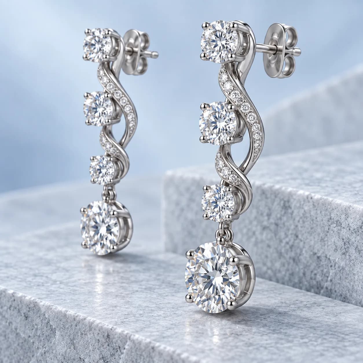 Concept side view of drop earring fittings and articulation